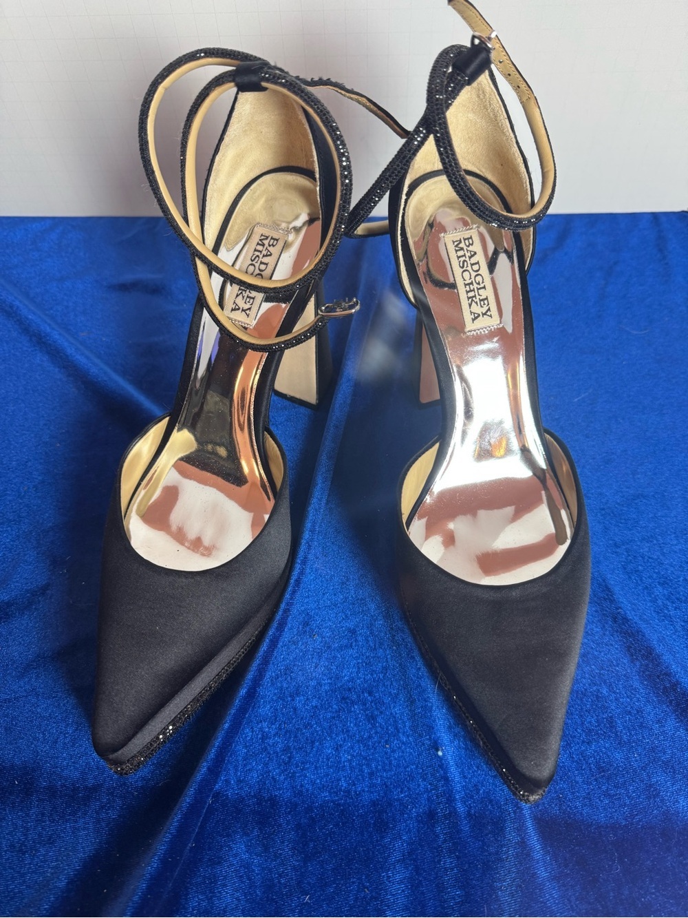 Badgley Mischka Eliana Platform Embellished Satin Pumps